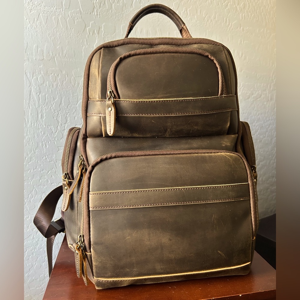 Tiding Rich Leather laptop backpack.
